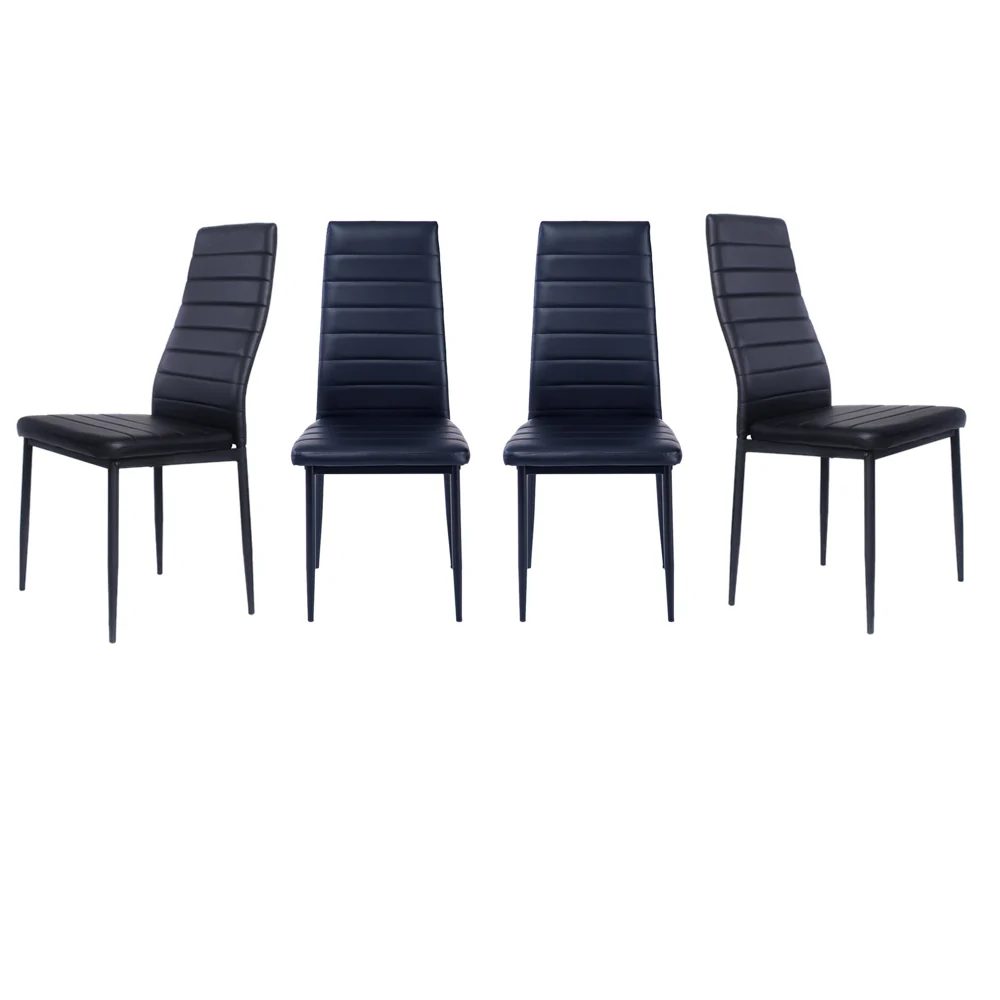 Livingandhome Set of 4 Modern Faux Leather Armless High Back Dining Chairs - Image 5