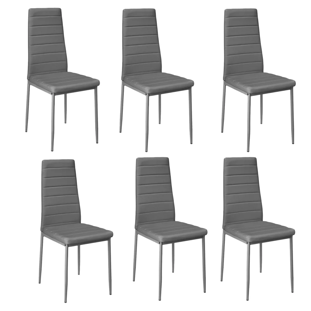 Livingandhome Set of 6 Modern Faux Leather Armless High Back Dining Chairs - Image 2