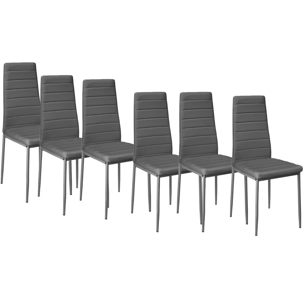 Livingandhome Set of 6 Modern Faux Leather Armless High Back Dining Chairs - Image 3