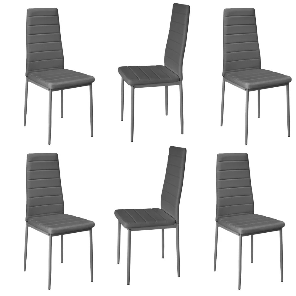 Livingandhome Set of 6 Modern Faux Leather Armless High Back Dining Chairs - Image 4
