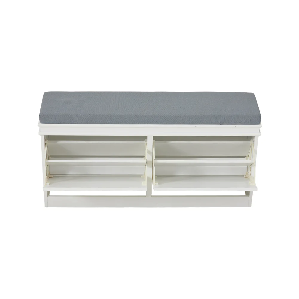 Livingandhome Shoe Storage Bench With Flip-Drawers - Image 2