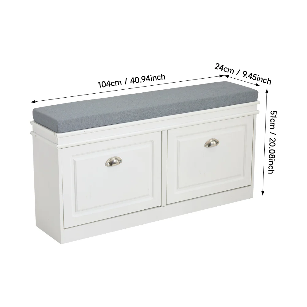 Livingandhome Shoe Storage Bench With Flip-Drawers - Image 4