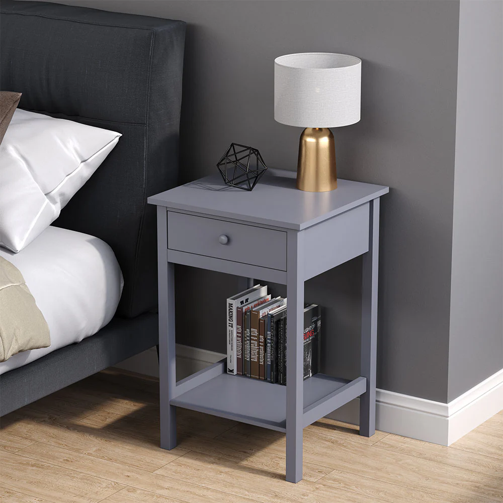 Livingandhome Side Table with Single Drawer and Round Solid Wood Handle - Image 2