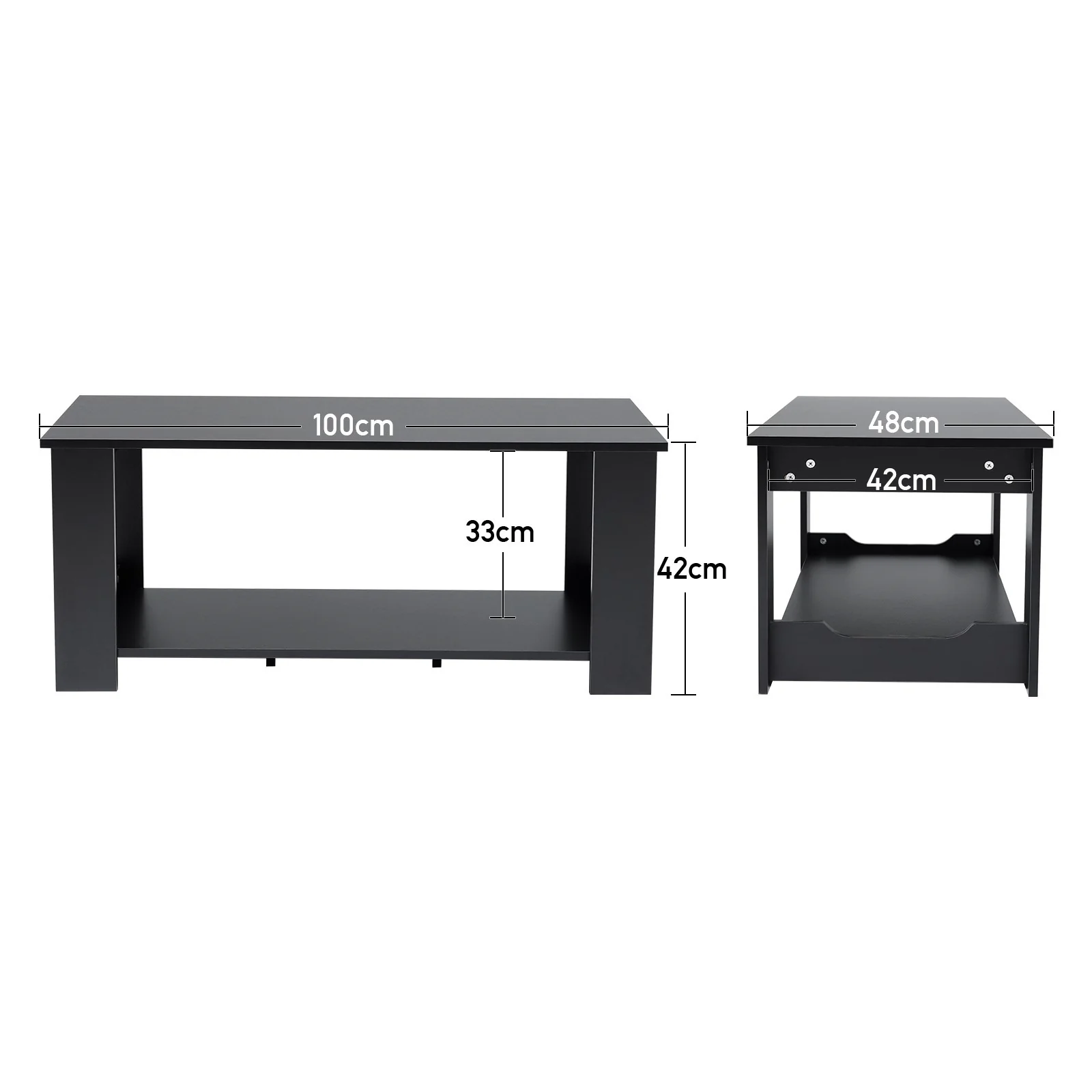 Livingandhome Simple Coffee Table 2 Tier Tea Table Wooden Living Room - Image 6