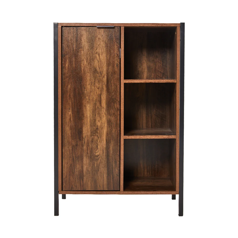 Livingandhome Single-door Storage Cabinet with Metal Frame - Image 3