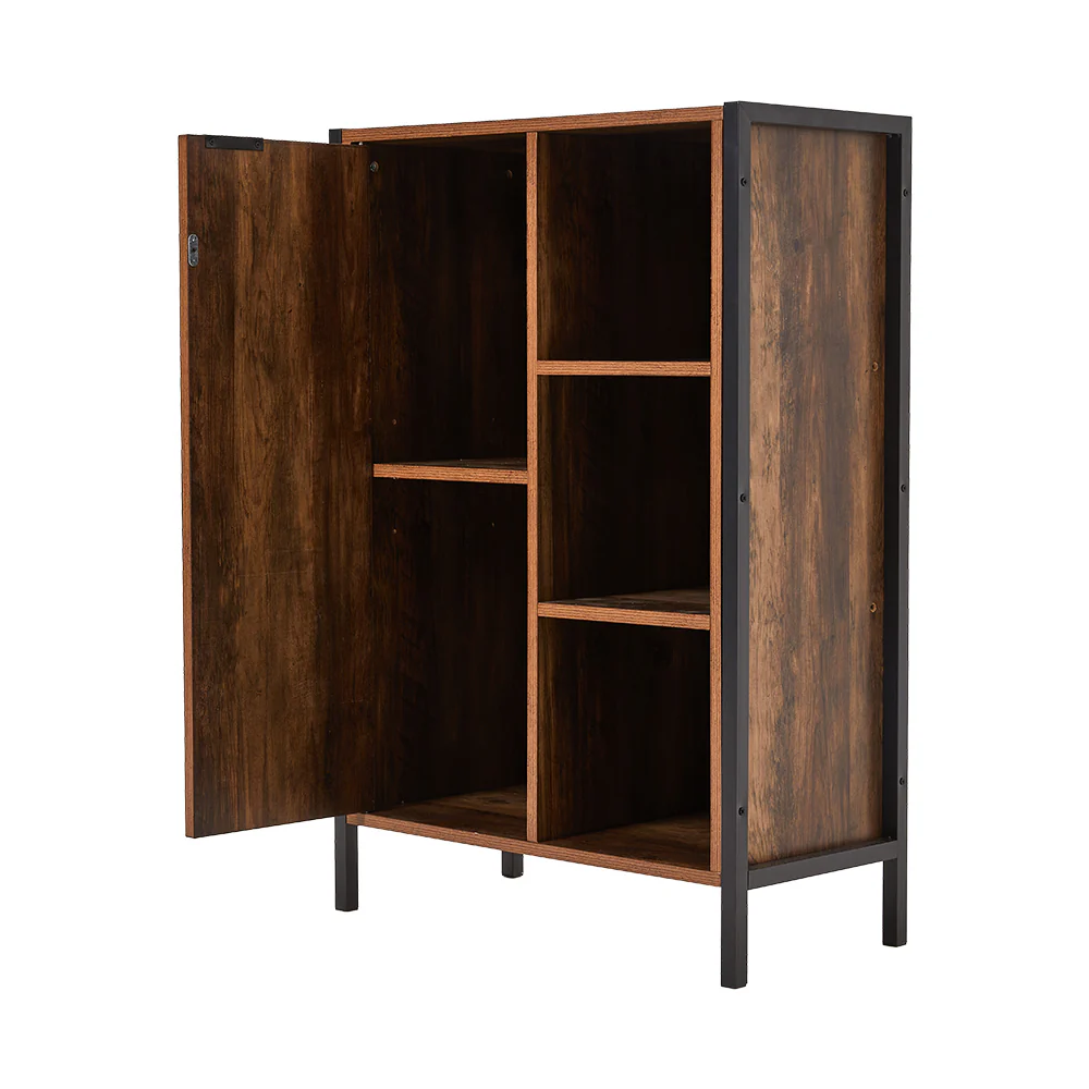 Livingandhome Single-door Storage Cabinet with Metal Frame - Image 4
