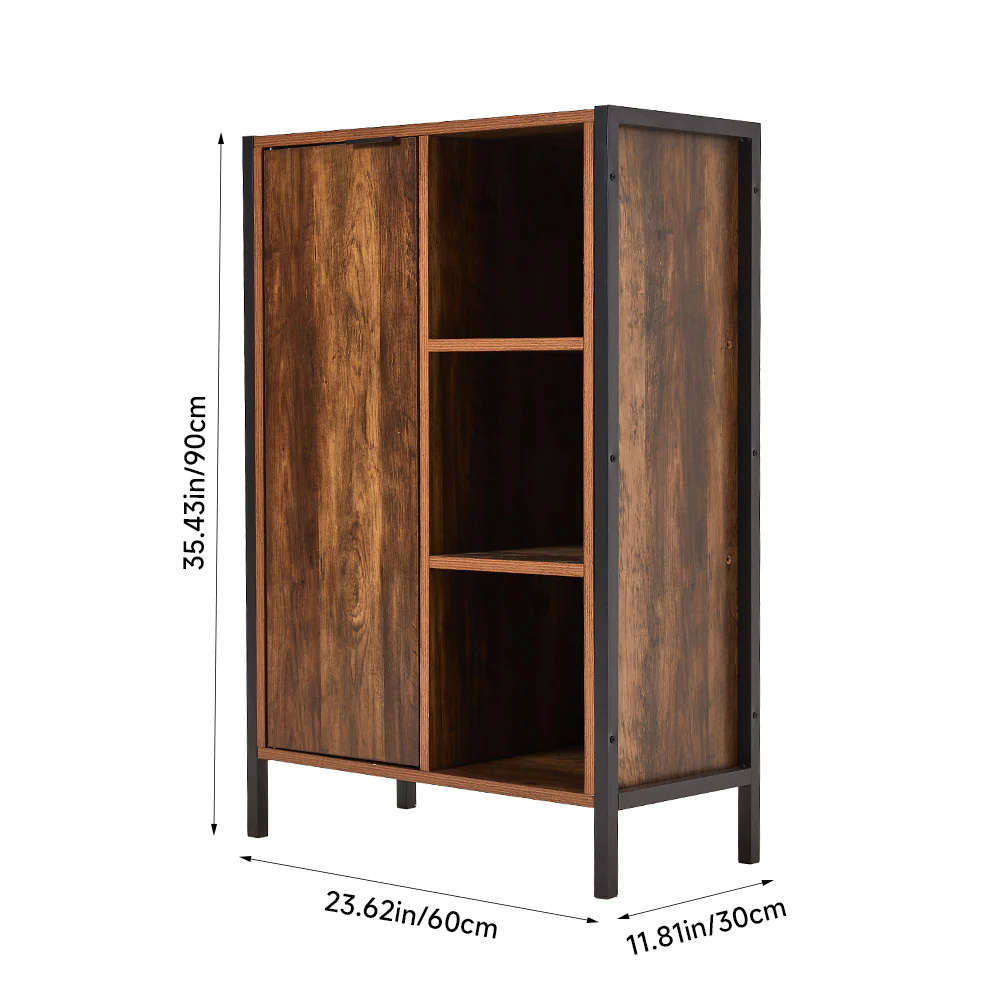 Livingandhome Single-door Storage Cabinet with Metal Frame - Image 8