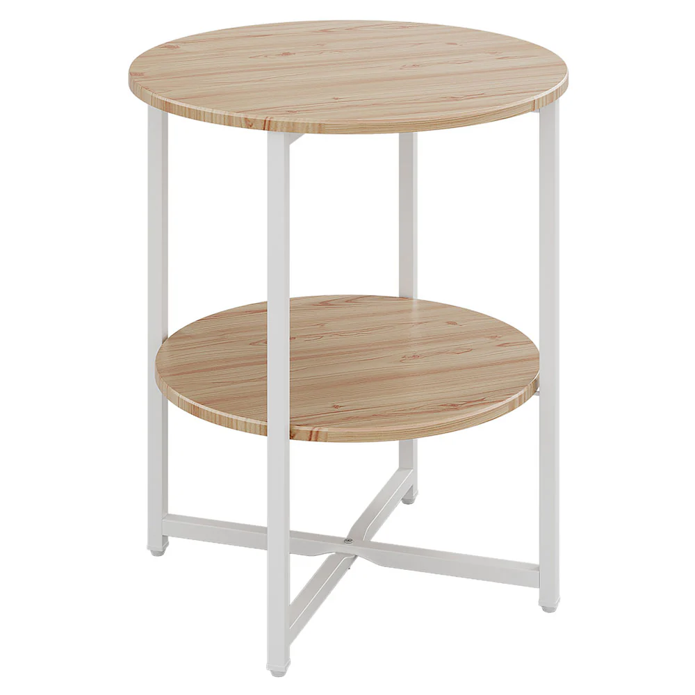 Livingandhome Small Round Coffee Table with 2 Tier - Image 5