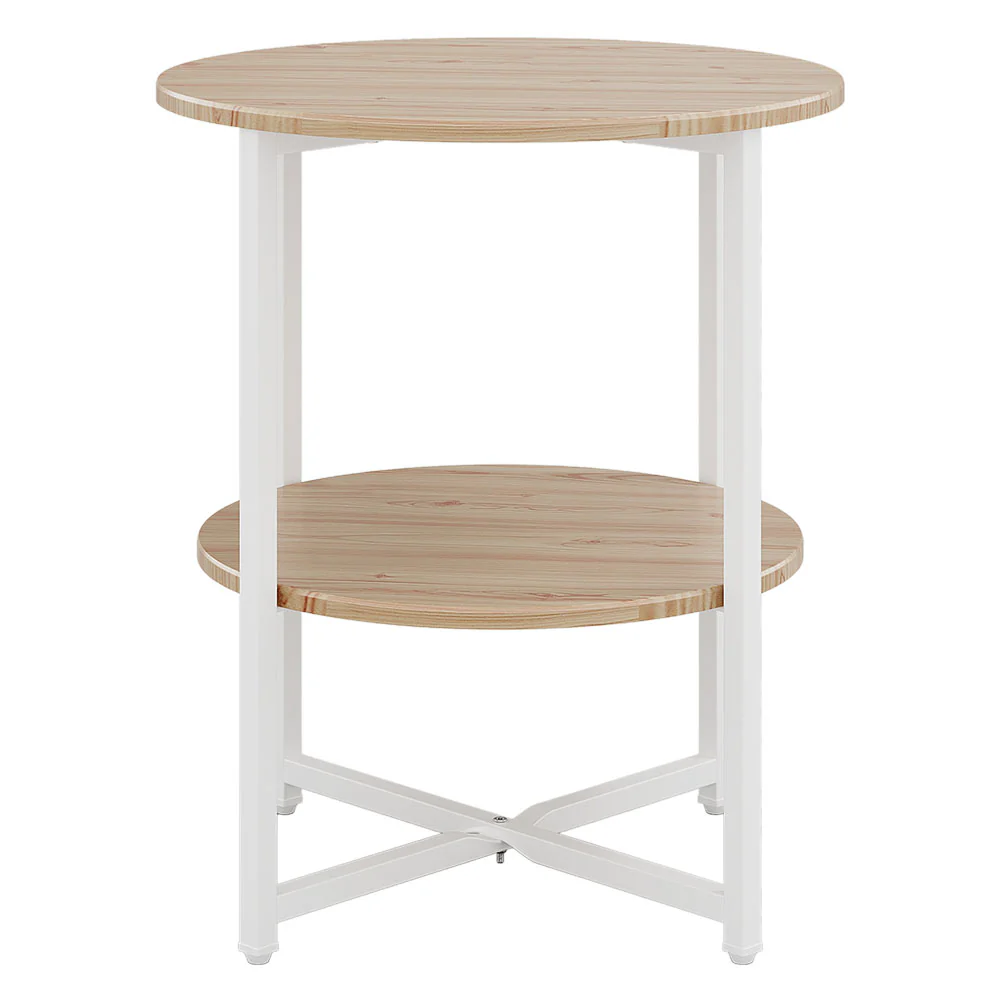 Livingandhome Small Round Coffee Table with 2 Tier - Image 6