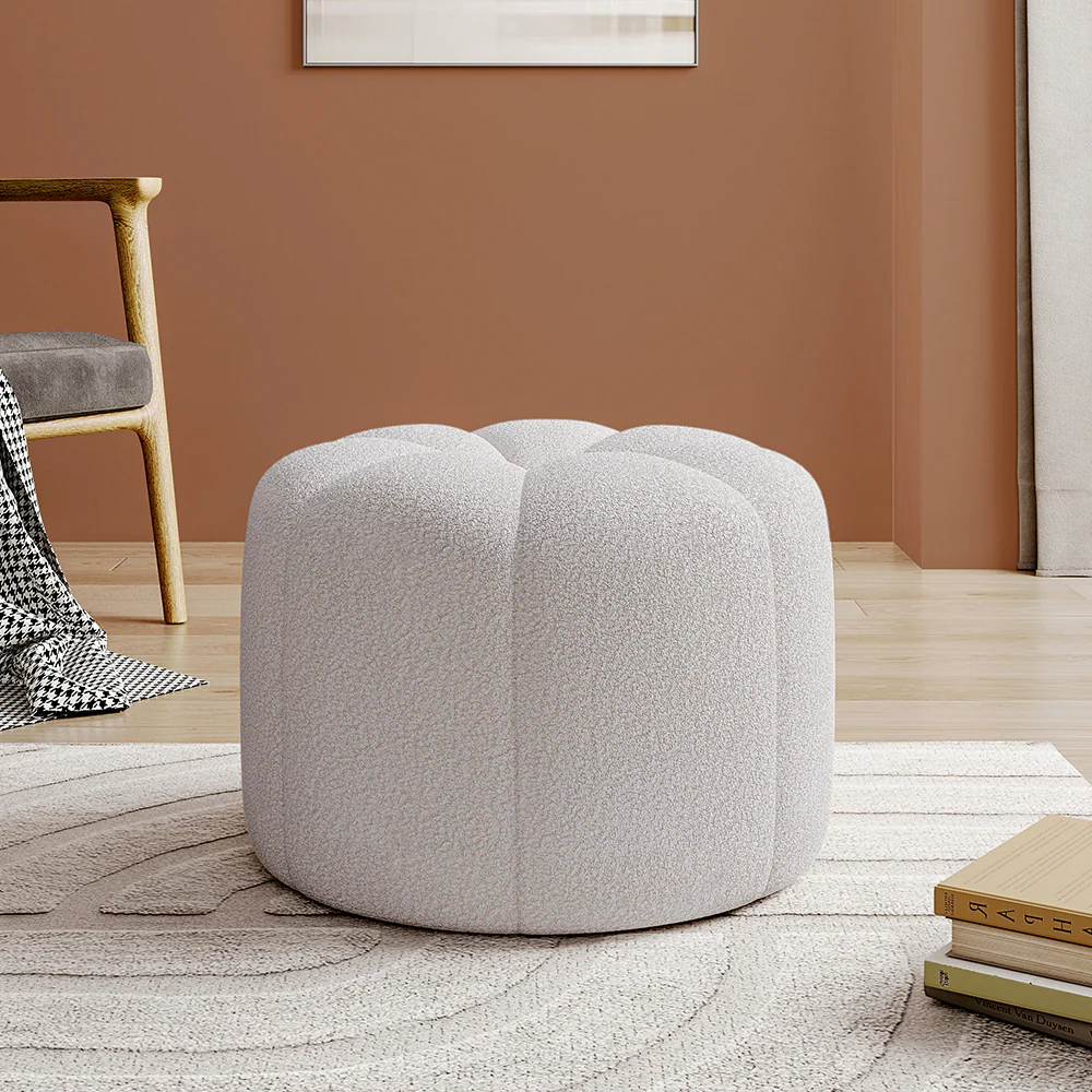 Livingandhome Soft Teddy Bear Round Footstool
