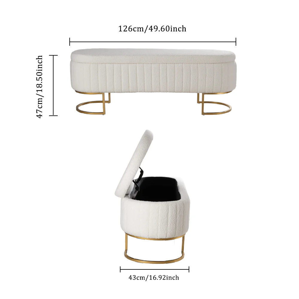 Livingandhome Soft Upholstered Footrest With Storage - Image 4