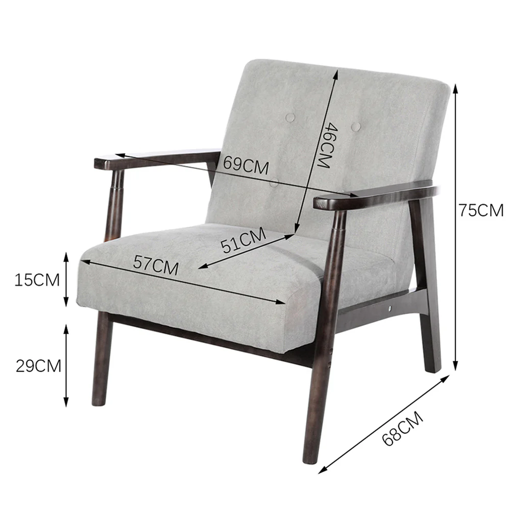 Livingandhome Solid Wooden Frame Upholstered Tufted Armchair - Image 5