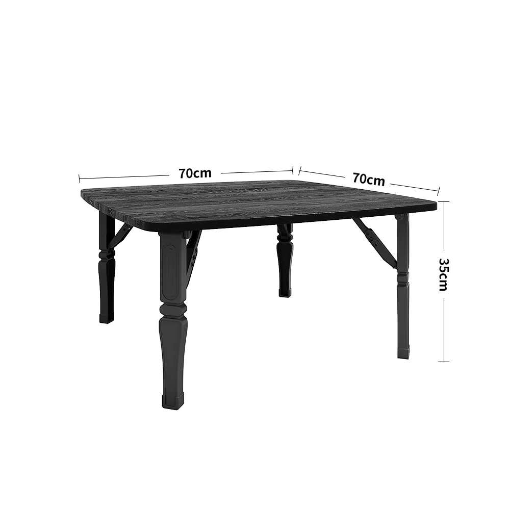 Livingandhome Square 70cm Wooden Folding Coffee Table Black - Image 2