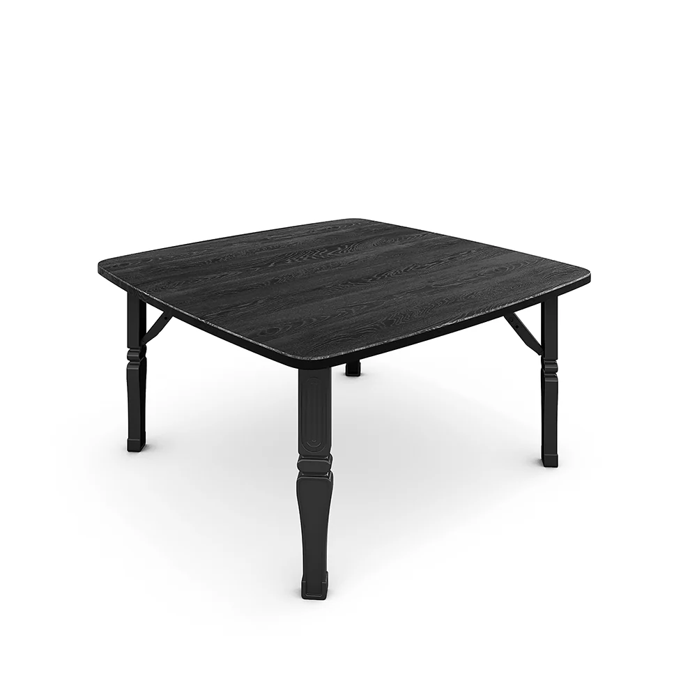 Livingandhome Square 70cm Wooden Folding Coffee Table Black - Image 5