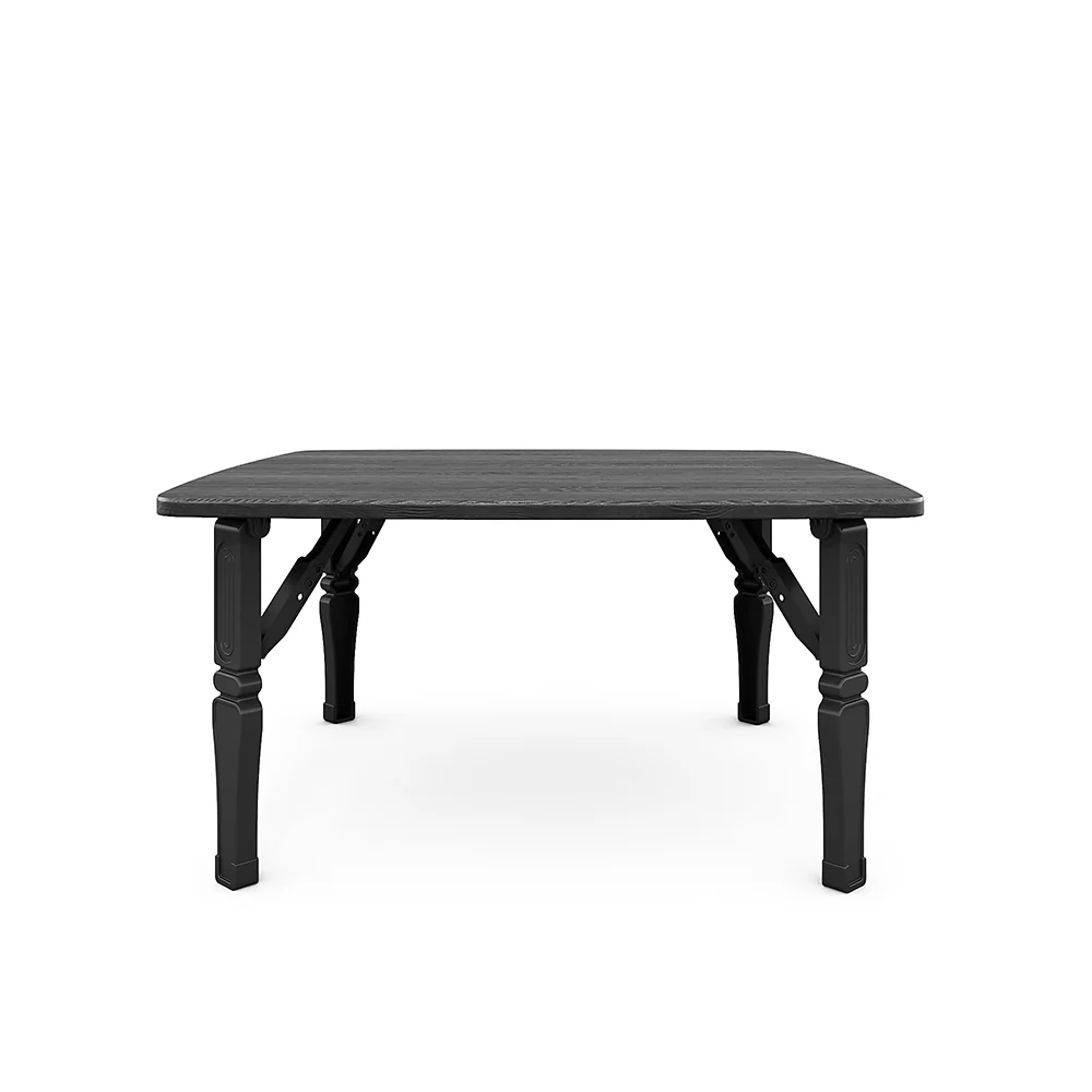 Livingandhome Square 70cm Wooden Folding Coffee Table Black - Image 6