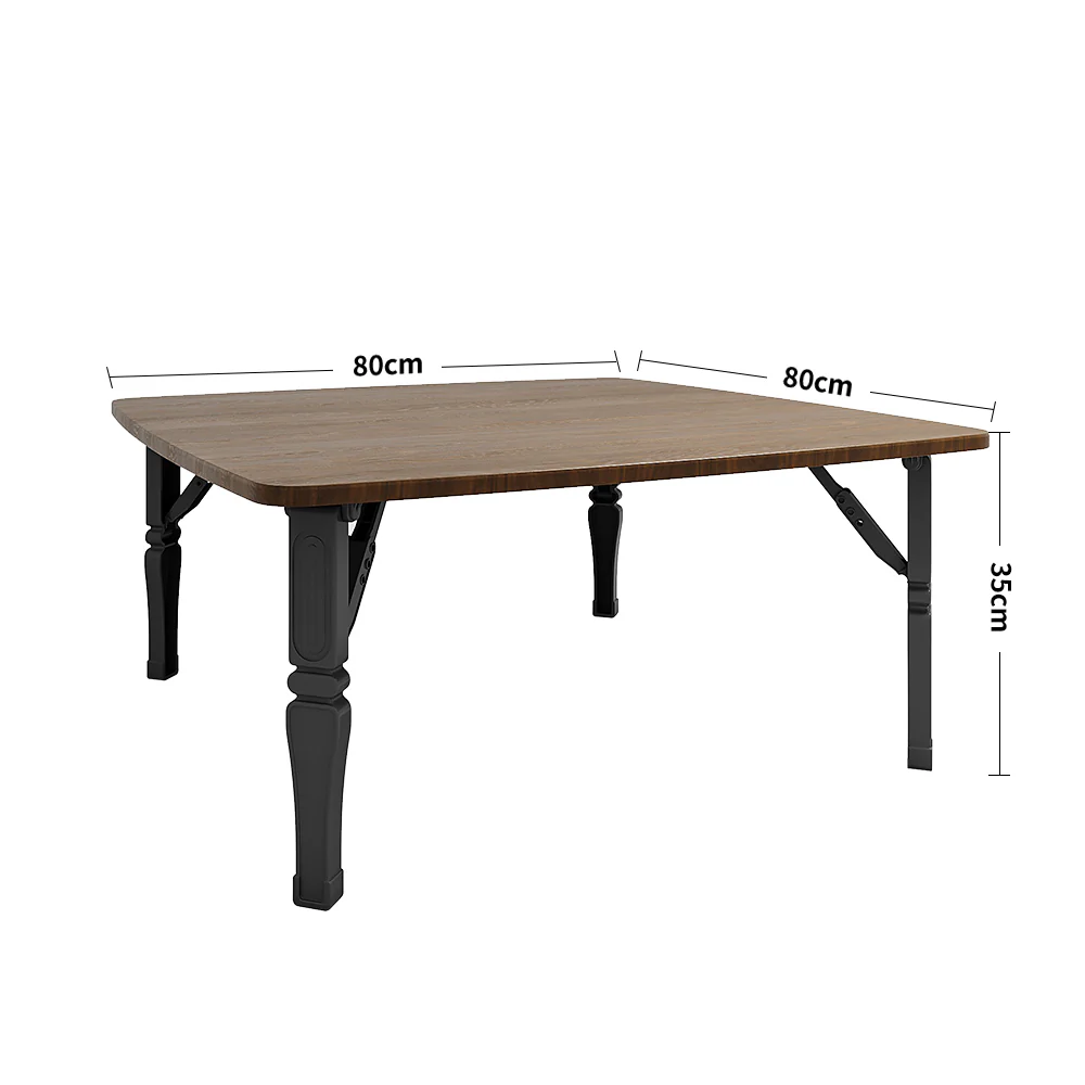 Livingandhome Square 80cm Wooden Folding Coffee Table - Image 2