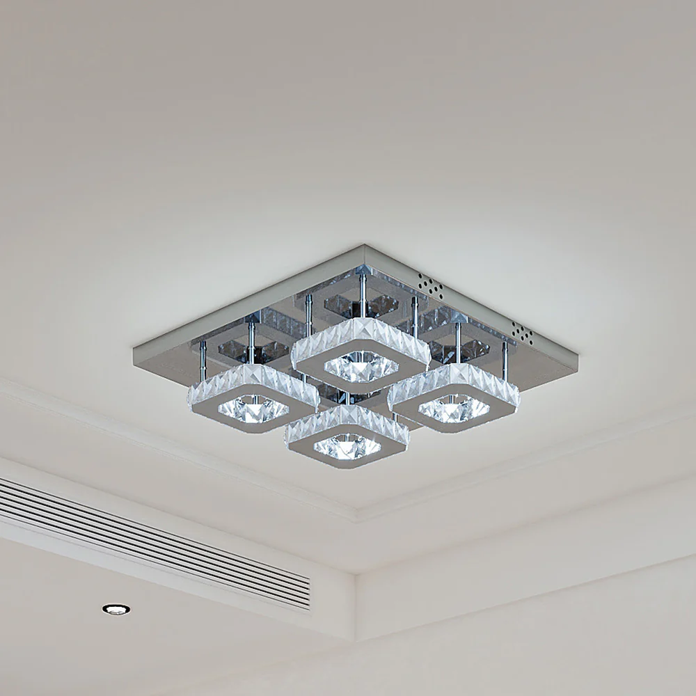 Livingandhome Square Large-size Glamourous Crystal LED Ceiling Light - Image 3