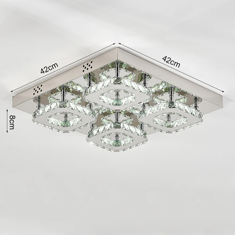 Livingandhome Square Large-size Glamourous Crystal LED Ceiling Light - Image 4