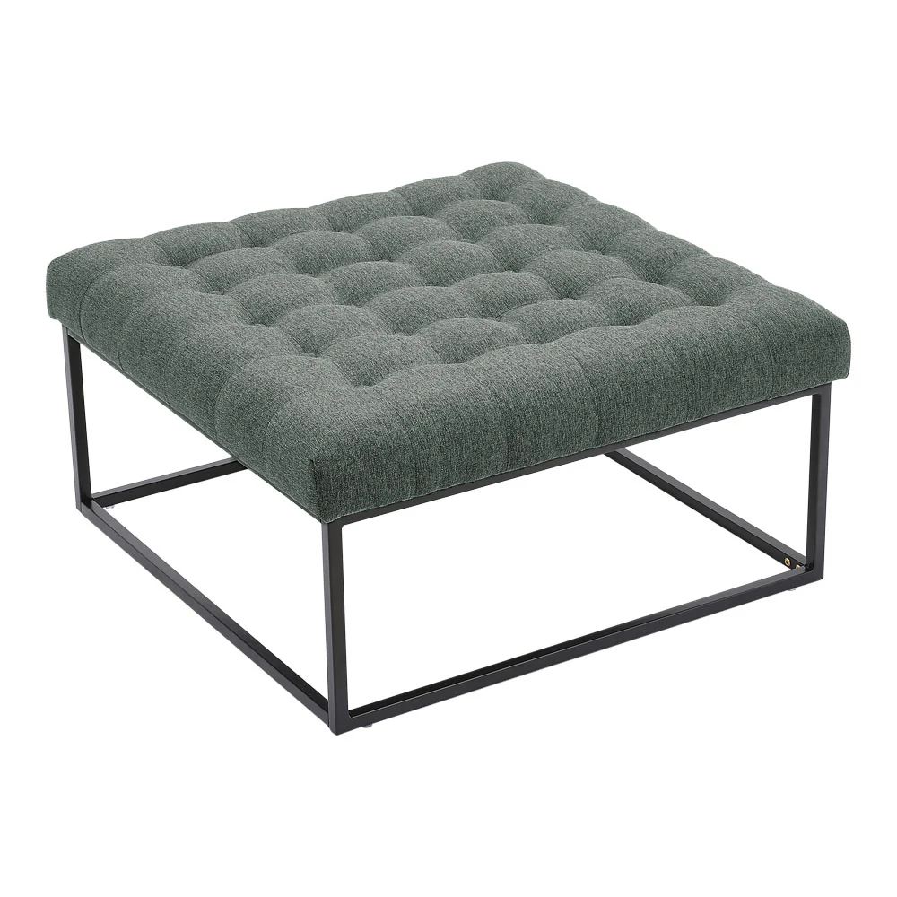 Livingandhome Square Linen Footstool with Metal Frame - Image 3