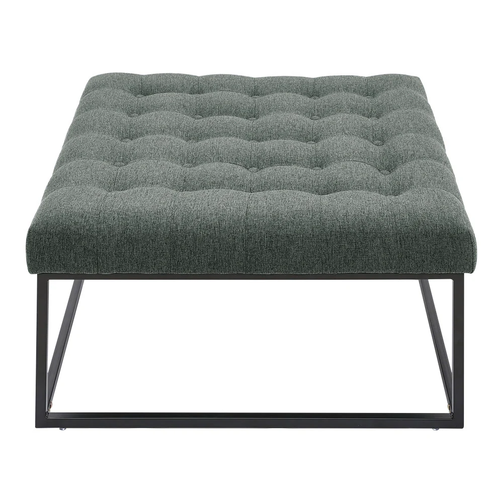 Livingandhome Square Linen Footstool with Metal Frame - Image 4