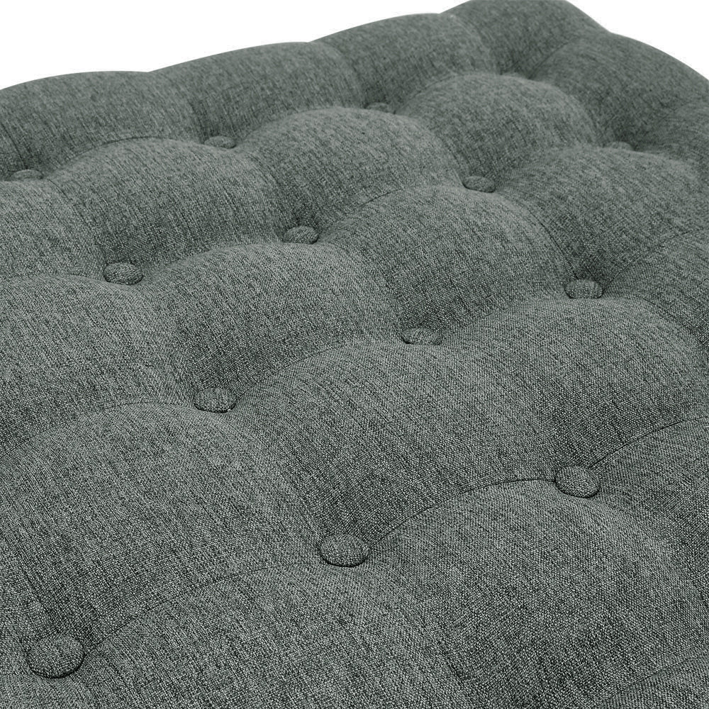 Livingandhome Square Linen Footstool with Metal Frame - Image 5