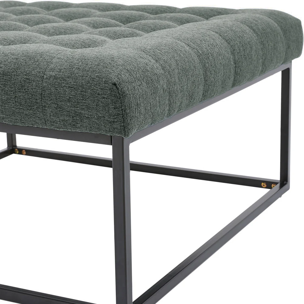 Livingandhome Square Linen Footstool with Metal Frame - Image 6