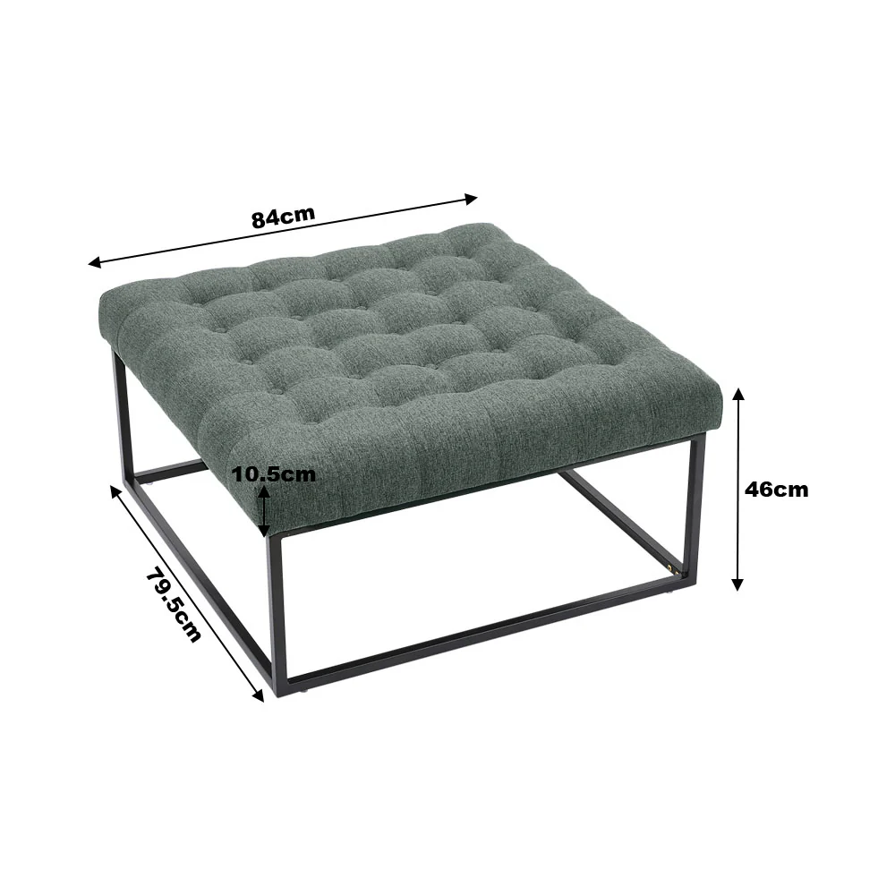 Livingandhome Square Linen Footstool with Metal Frame - Image 8