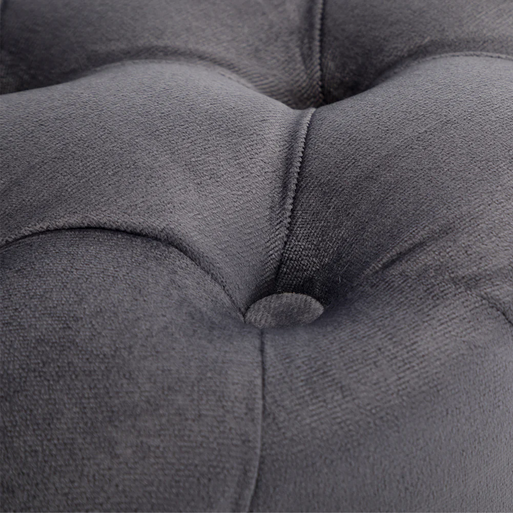 Livingandhome Square Velvet Upholstered Buttoned Footstool - Image 3