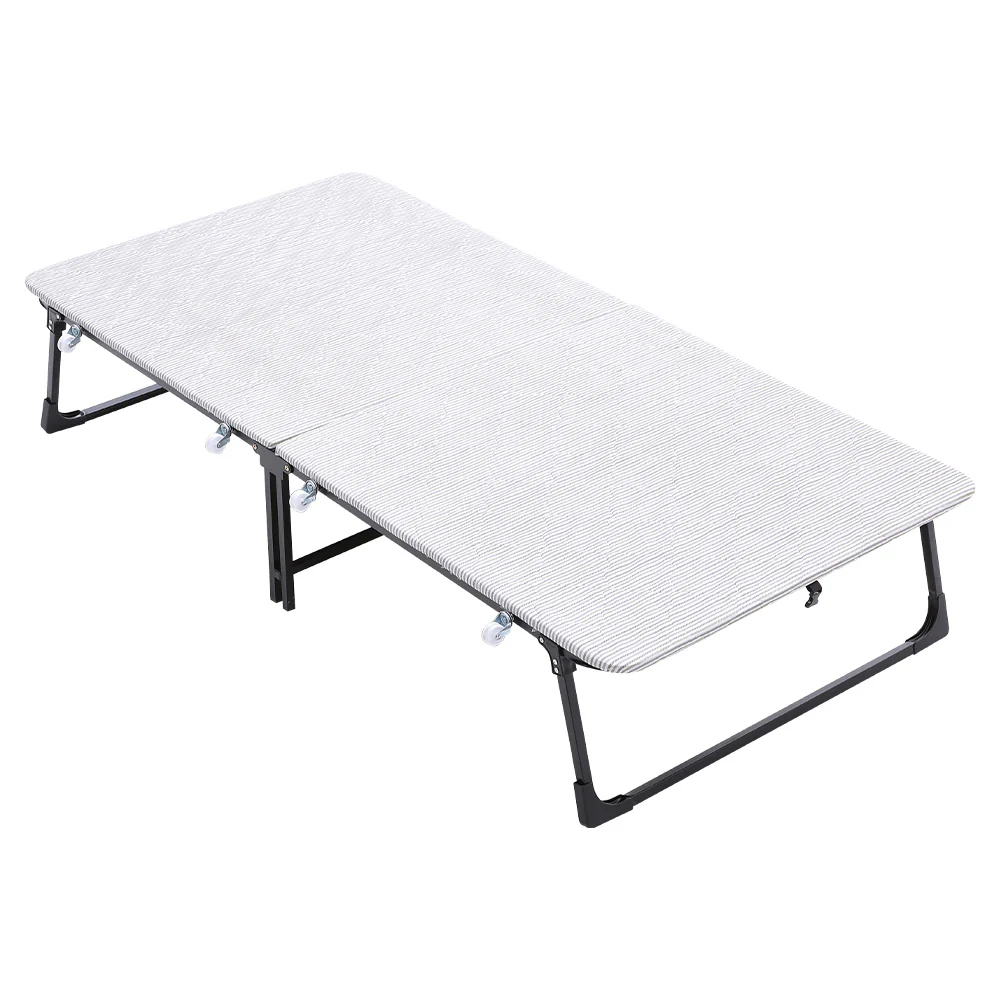 Livingandhome Steel Frame Folding Rollaway Bed with 4 Wheels