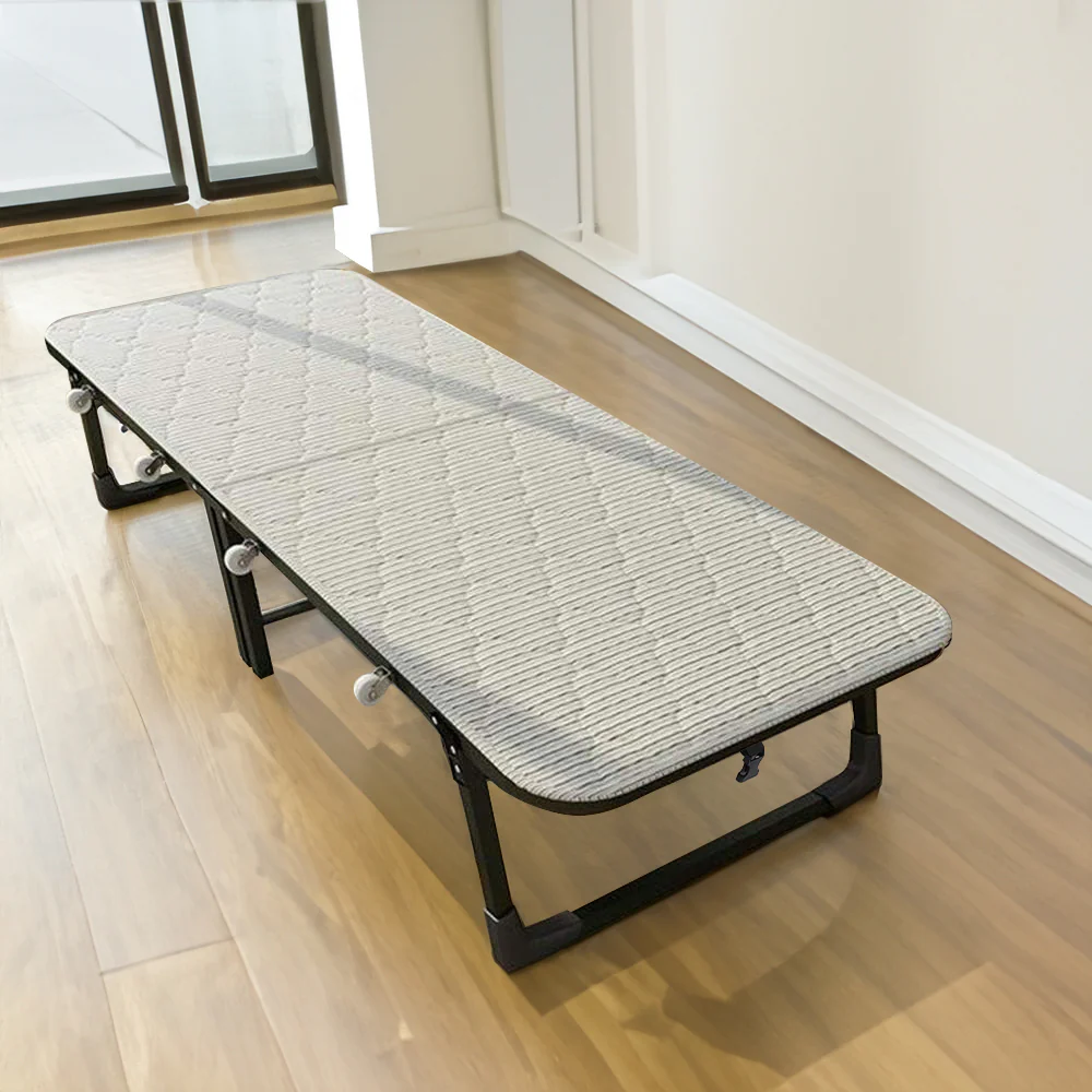 Livingandhome Steel Frame Folding Rollaway Bed with 4 Wheels - Image 2
