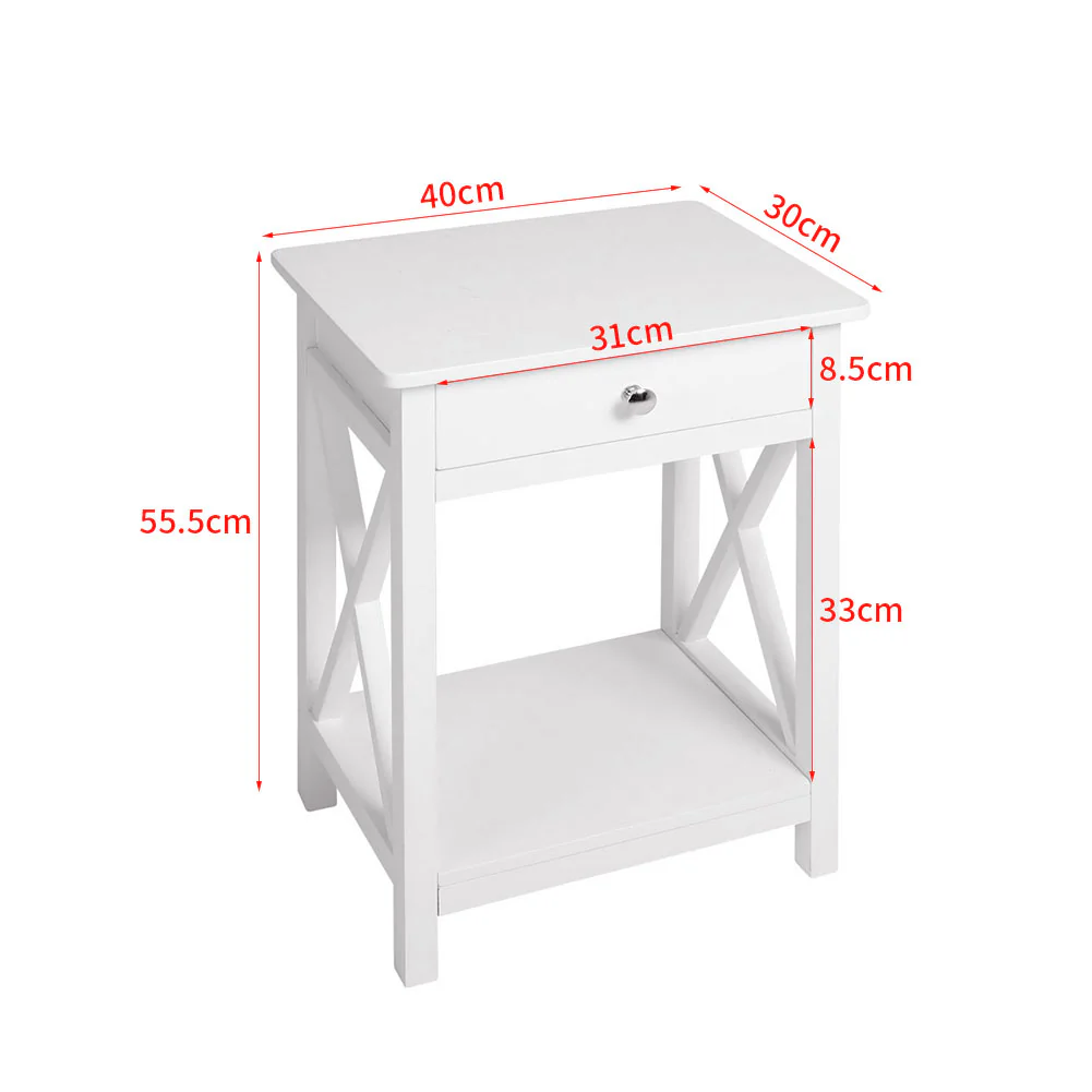 Livingandhome Stylish Bedside Table with X-Shaped Wooden Frame - Image 3