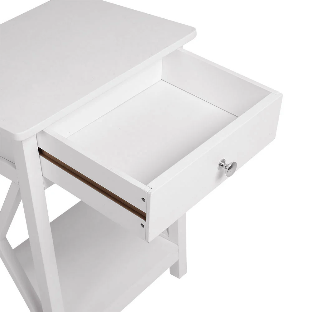 Livingandhome Stylish Bedside Table with X-Shaped Wooden Frame - Image 4