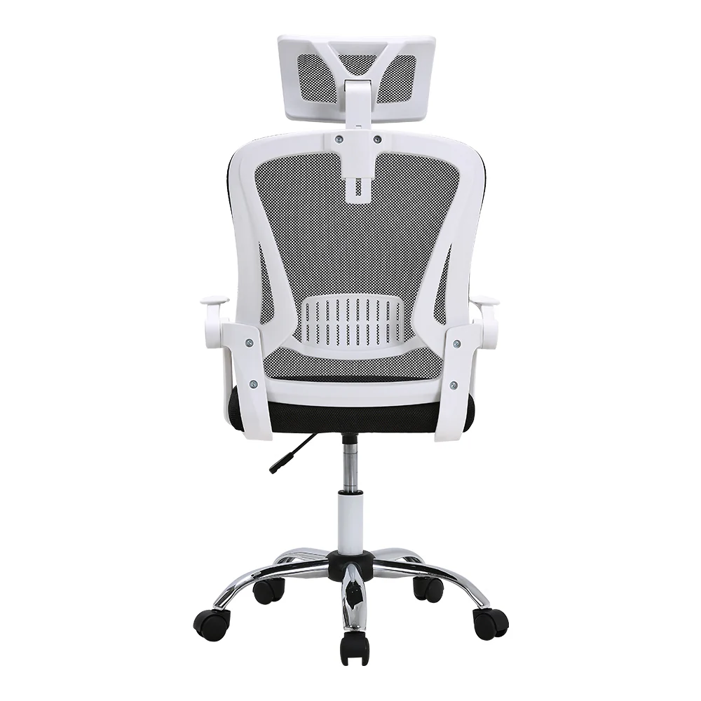 Livingandhome Swivel Office Chair with Headrest-White - Image 3