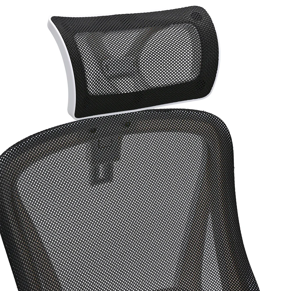 Livingandhome Swivel Office Chair with Headrest-White - Image 4