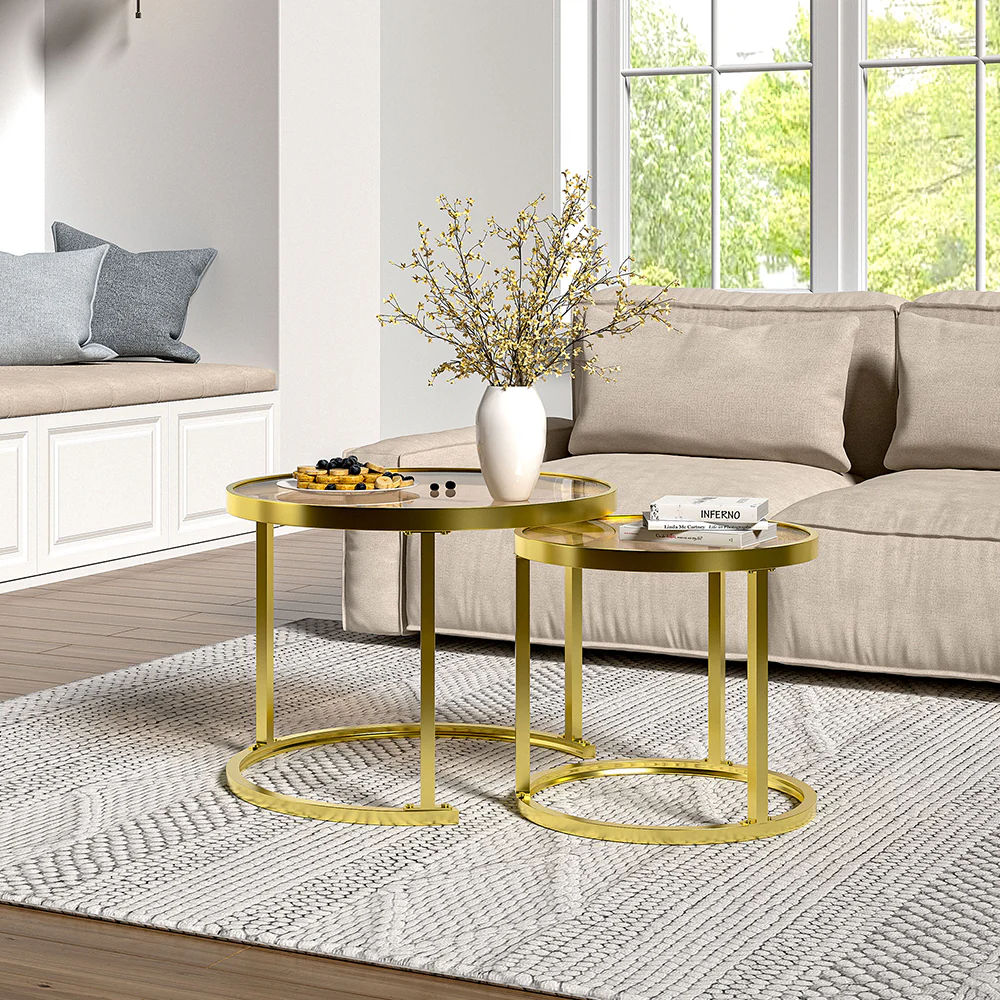 Livingandhome Tea-Coloured Glass Coffee Table - Image 2