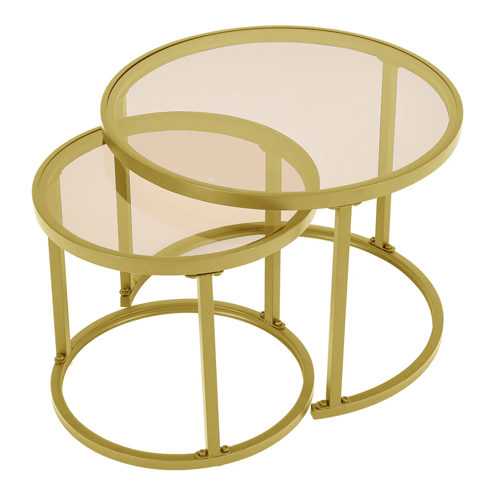 Livingandhome Tea-Coloured Glass Coffee Table - Image 4