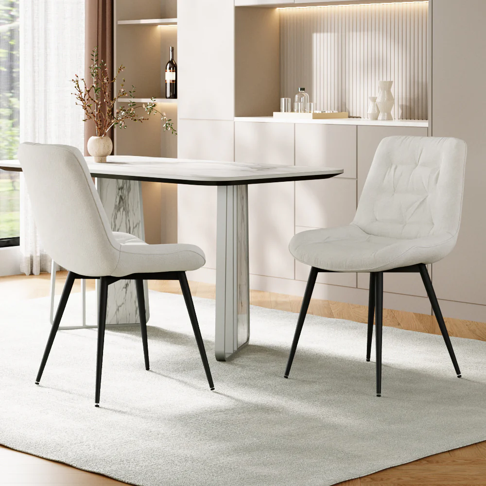 Livingandhome Teddy Fabric Dining Chair With Metal Legs