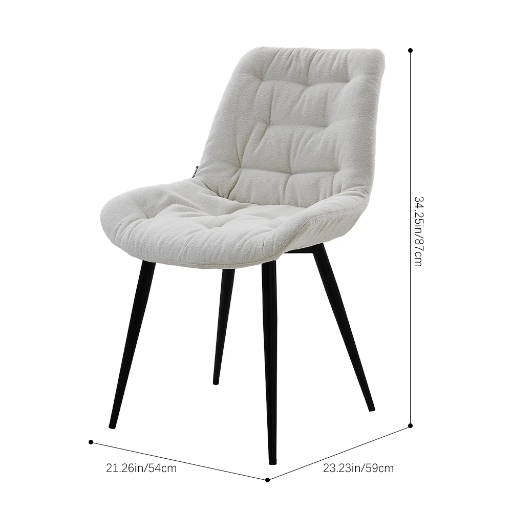 Livingandhome Teddy Fabric Dining Chair With Metal Legs - Image 3