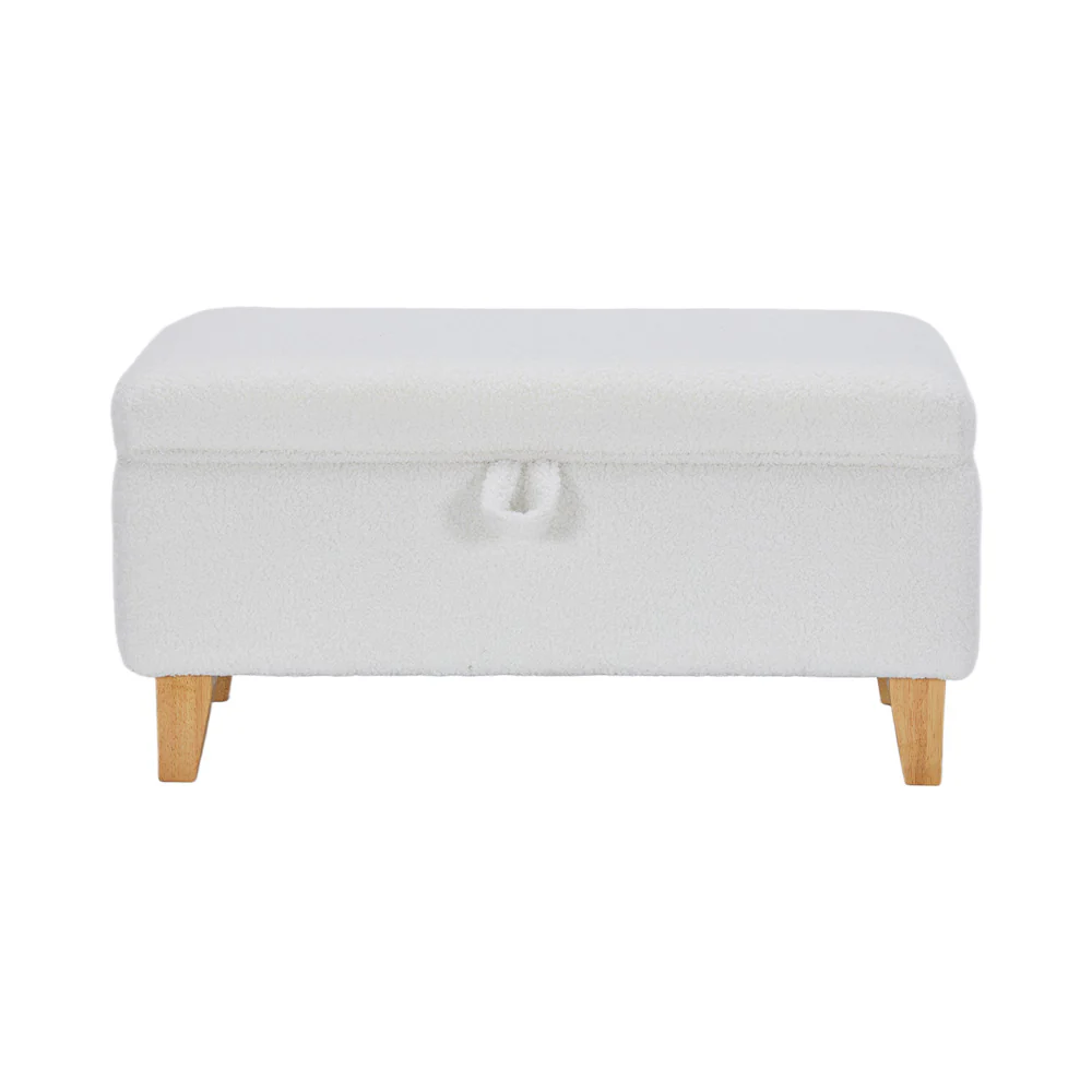 Livingandhome Teddy Fleece Upholstered Storage Ottoman - Image 2