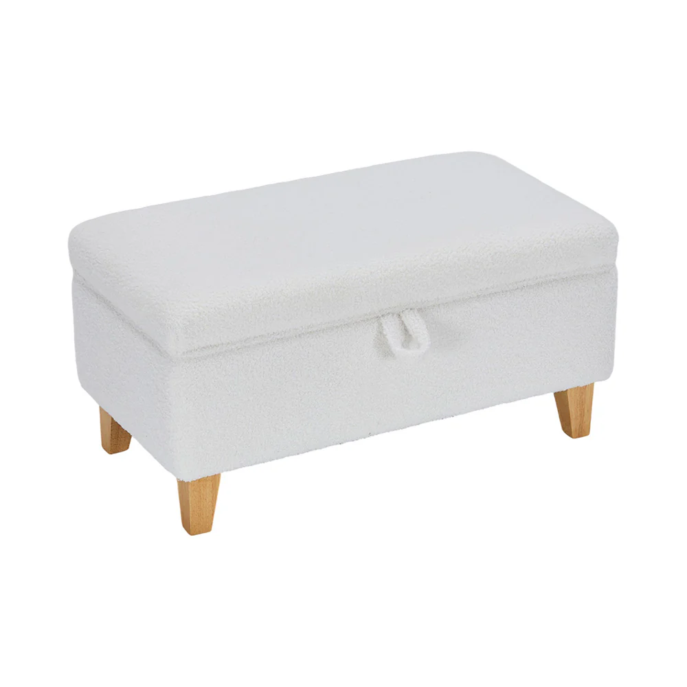 Livingandhome Teddy Fleece Upholstered Storage Ottoman - Image 3
