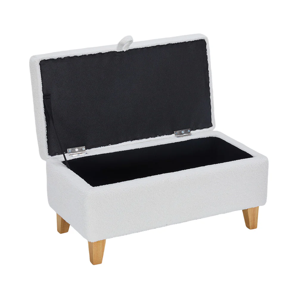 Livingandhome Teddy Fleece Upholstered Storage Ottoman - Image 4