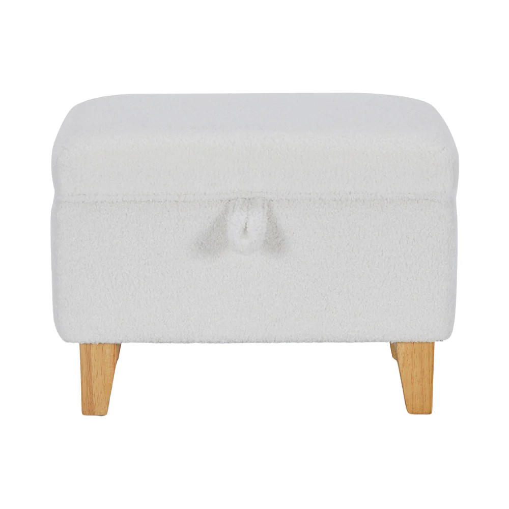 Livingandhome Teddy Fleece Upholstered Storage Ottoman - Image 2