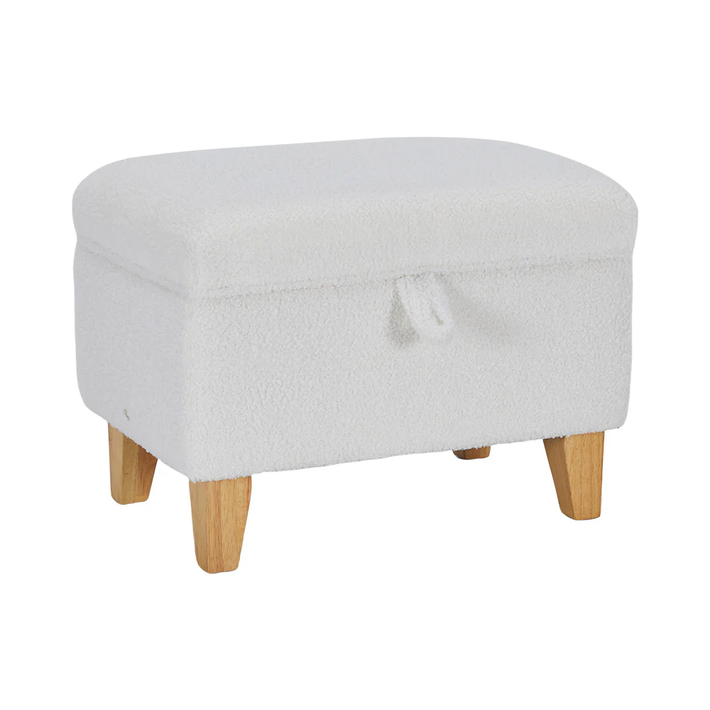 Livingandhome Teddy Fleece Upholstered Storage Ottoman - Image 3