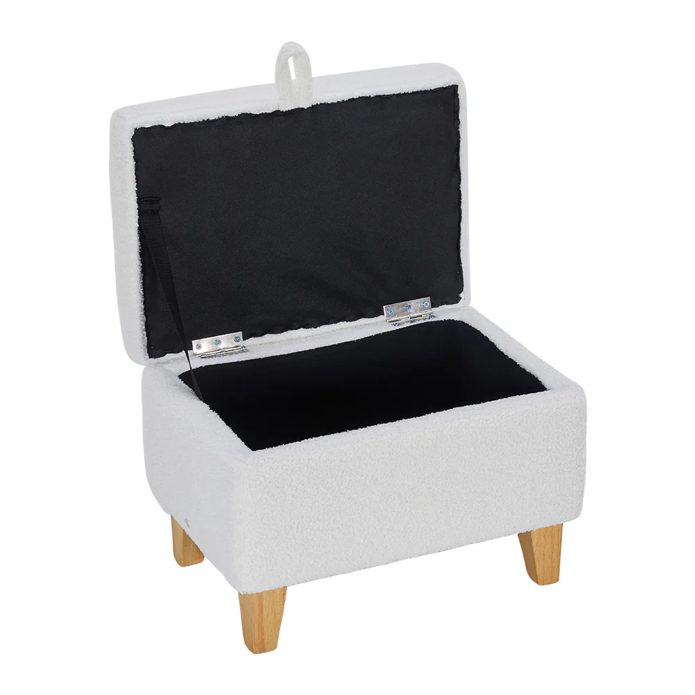 Livingandhome Teddy Fleece Upholstered Storage Ottoman - Image 4