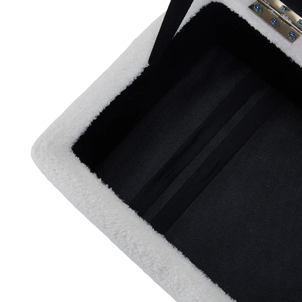 Livingandhome Teddy Fleece Upholstered Storage Ottoman - Image 6