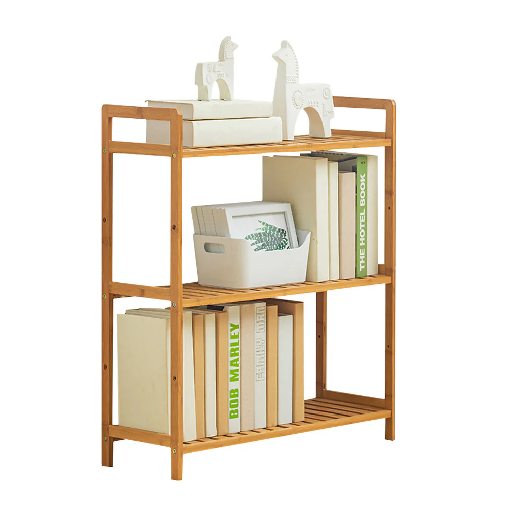 Livingandhome Tiered Bamboo Wood Book Storage Shelf - Image 2