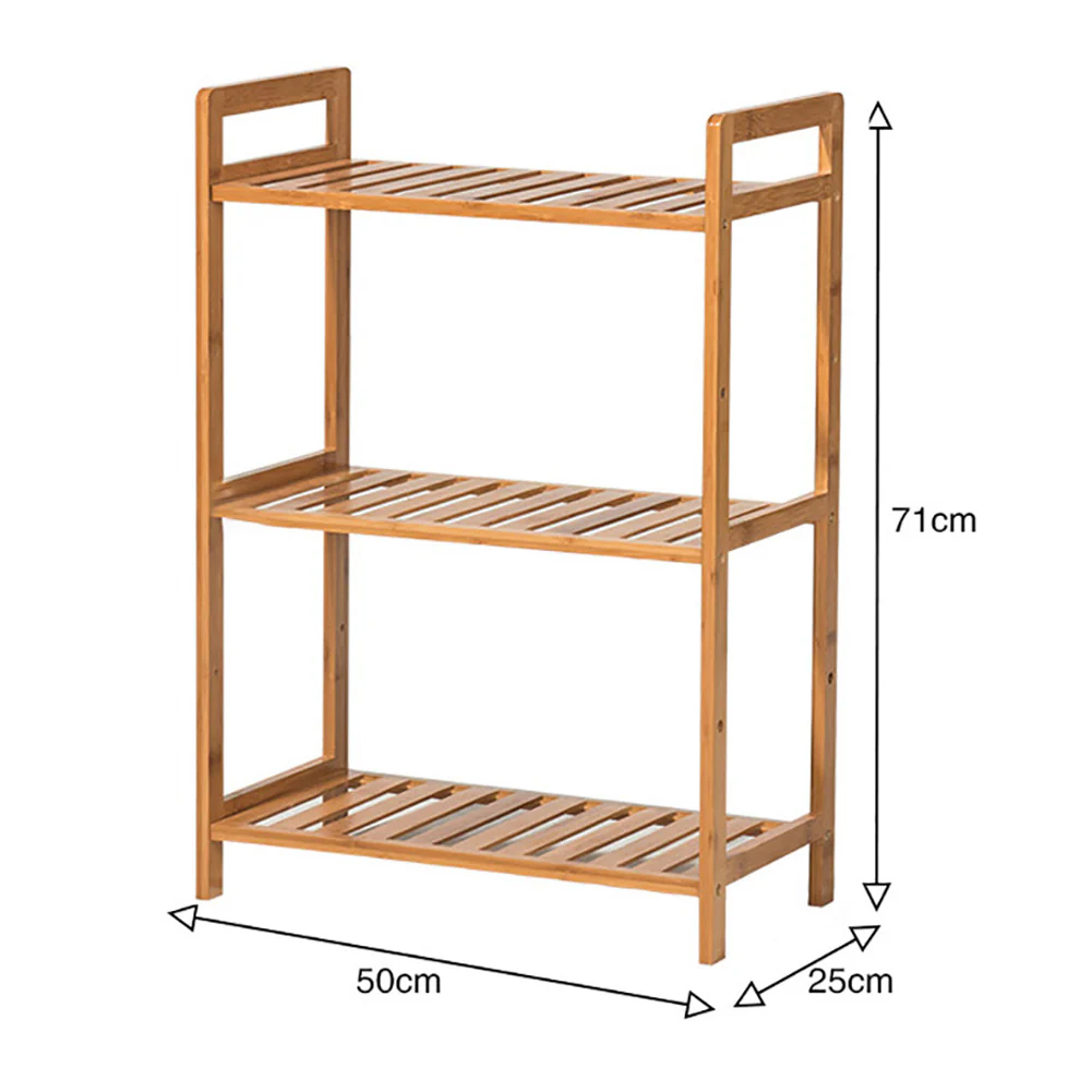 Livingandhome Tiered Bamboo Wood Book Storage Shelf - Image 3