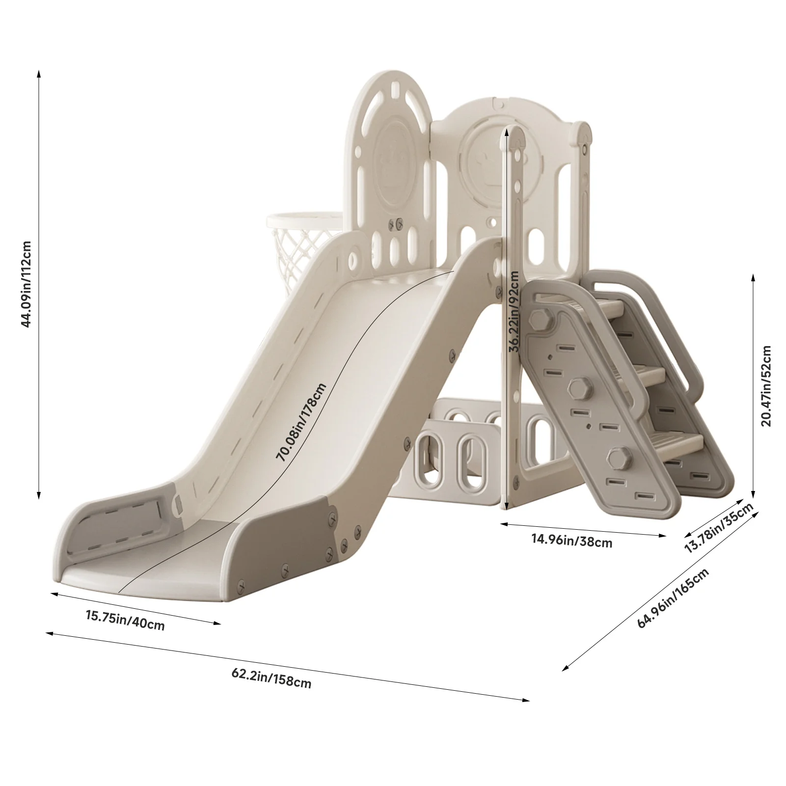 Livingandhome Toddler Slide Playset with Basketball Hoop and Climbing Stairs - Image 2