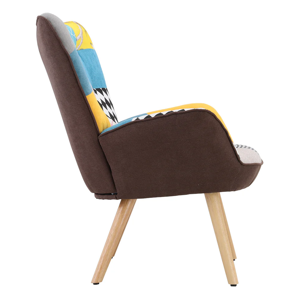Livingandhome Tufted Button Linen Armchair With Wooden Legs - Image 8
