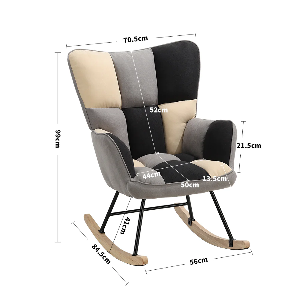 Livingandhome Tufted Linen Upholstered Rocking Chair - Image 2